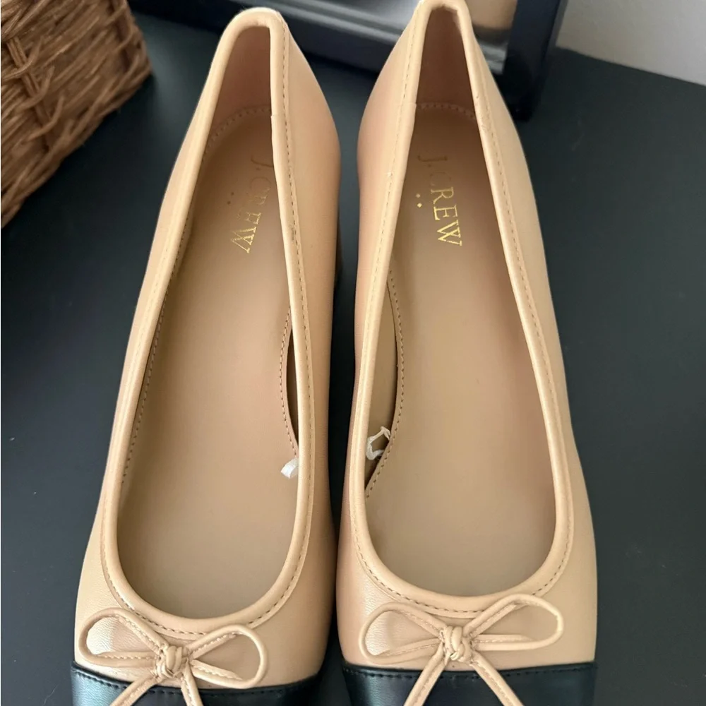 J. Crew Tan and Black Cap-Toe Block Heels - Picture 4 of 7